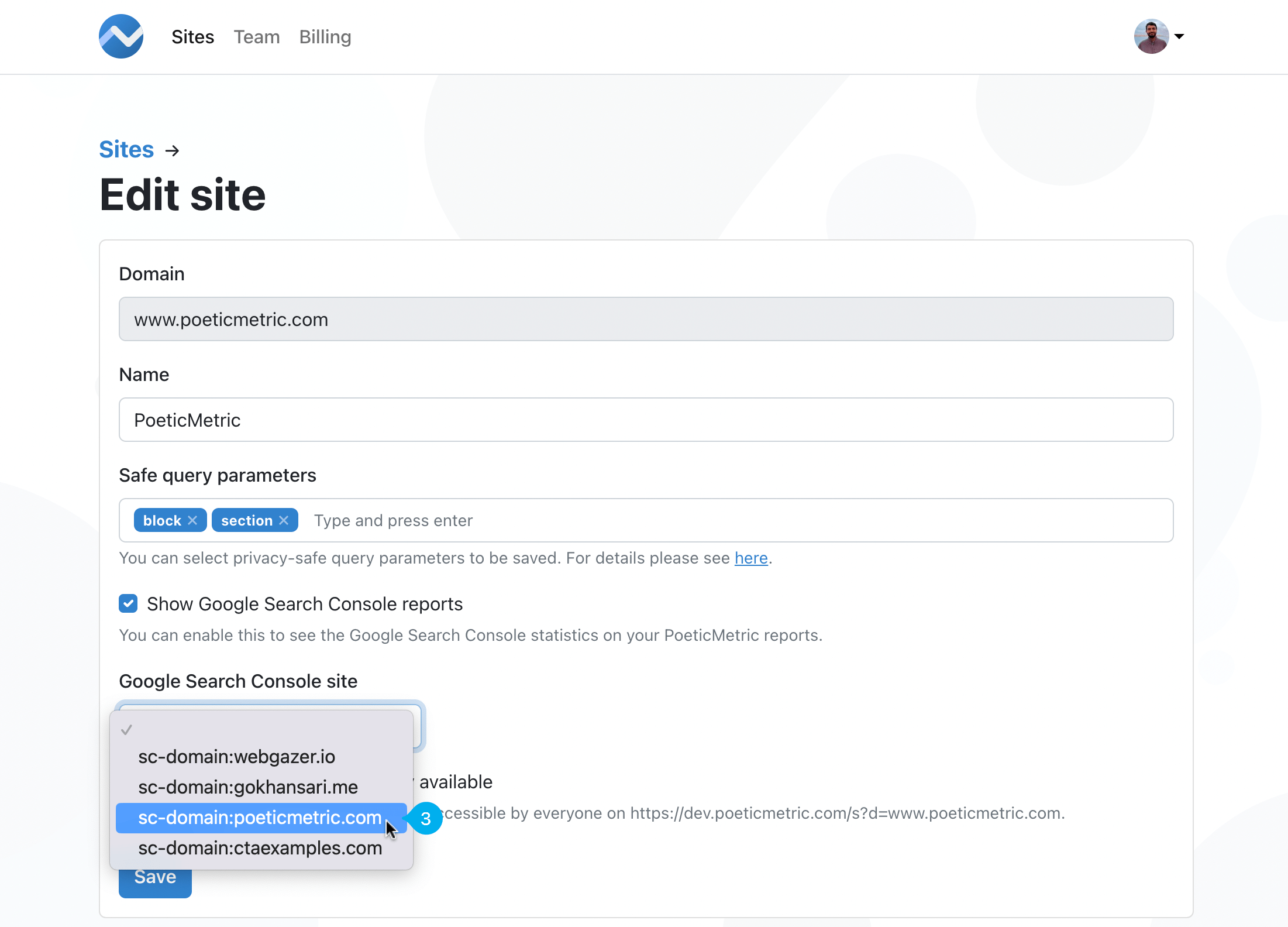 Select the Google Search Console option select the google search console option